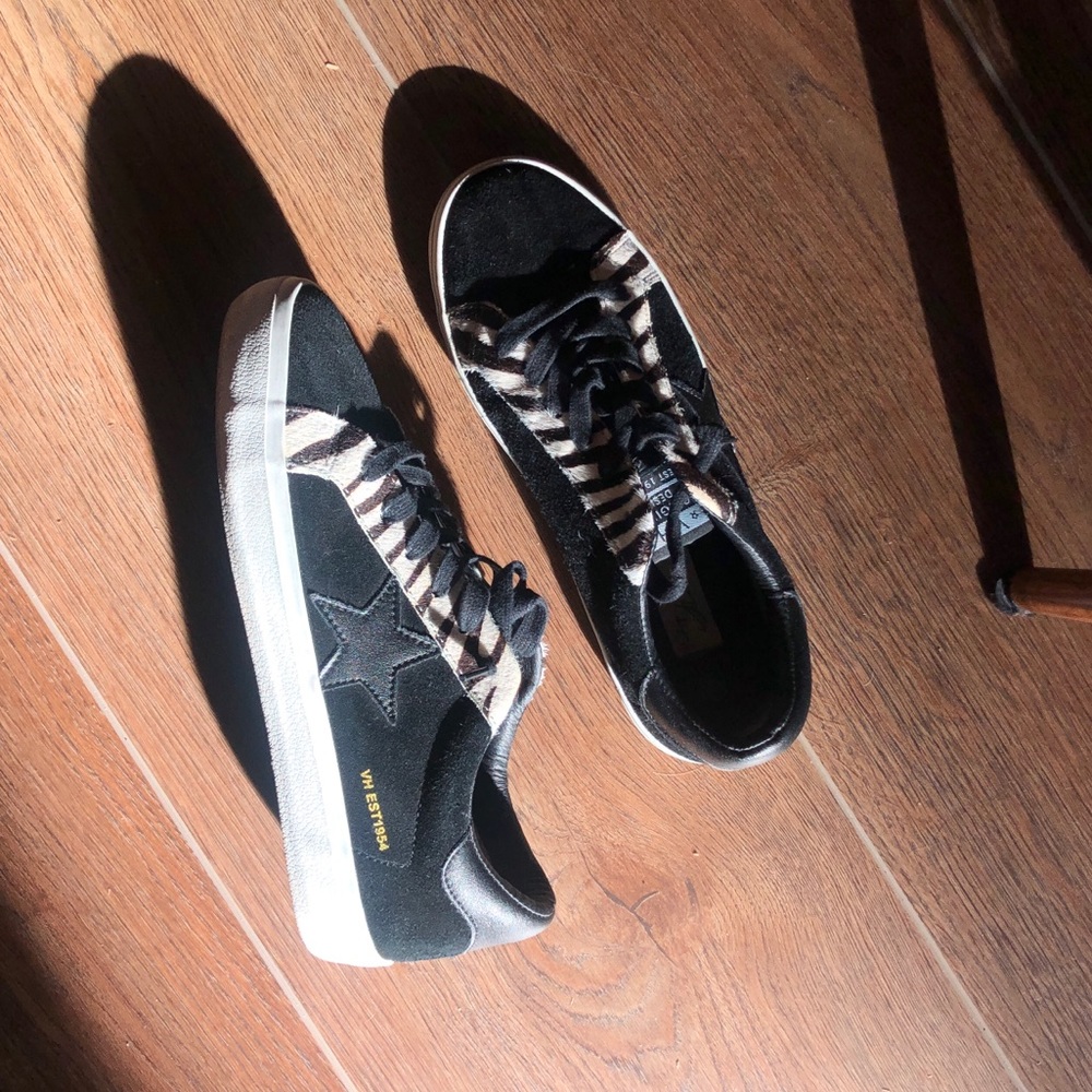 Vintage Havana Black Sneakers with Zebra Accent